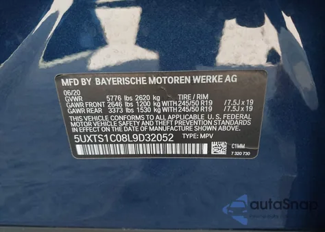 2020 BMW X3 Phev xDrive30E z USA, uszkodzony, nr VIN 5UXTS1C08L9D32052